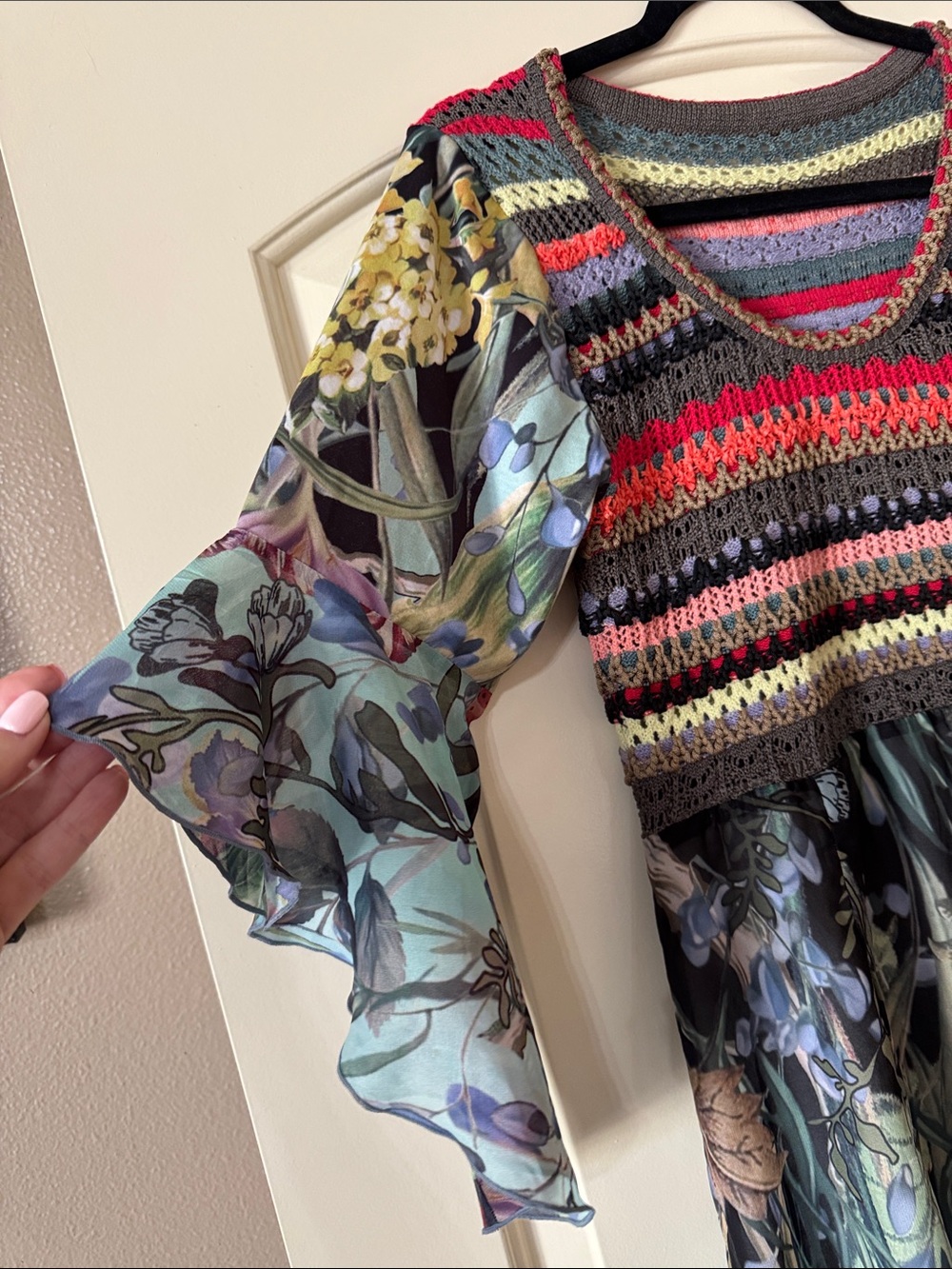 Johnny Was Multicolor Floral Crochet-Bodice Maxi Dress S - Picture 3 of 7